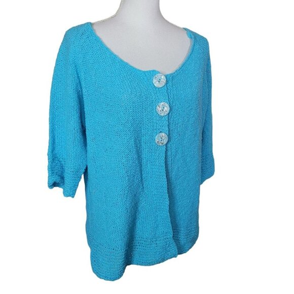 Lulu Blue Cardigan Knit Button Sweater Womens Large Bright Church Easter - Picture 1 of 9